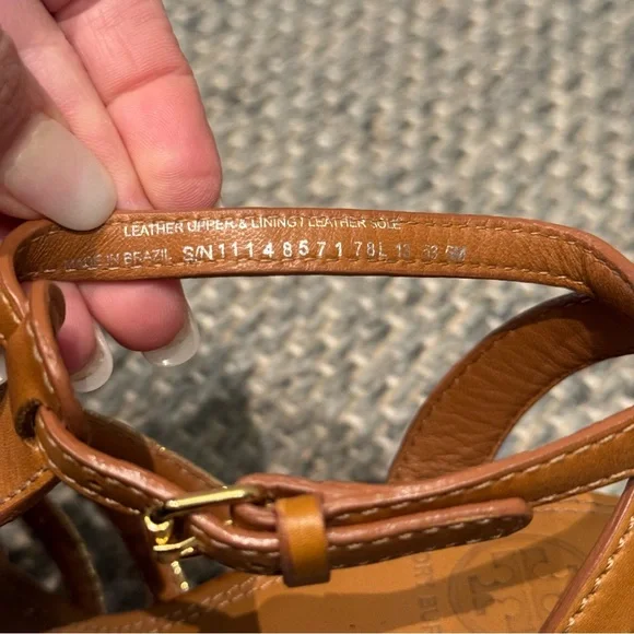 Tory Burch Charlene Tan and Gold Women's Sandals Size 5 Authentic - Picture 5 of 9